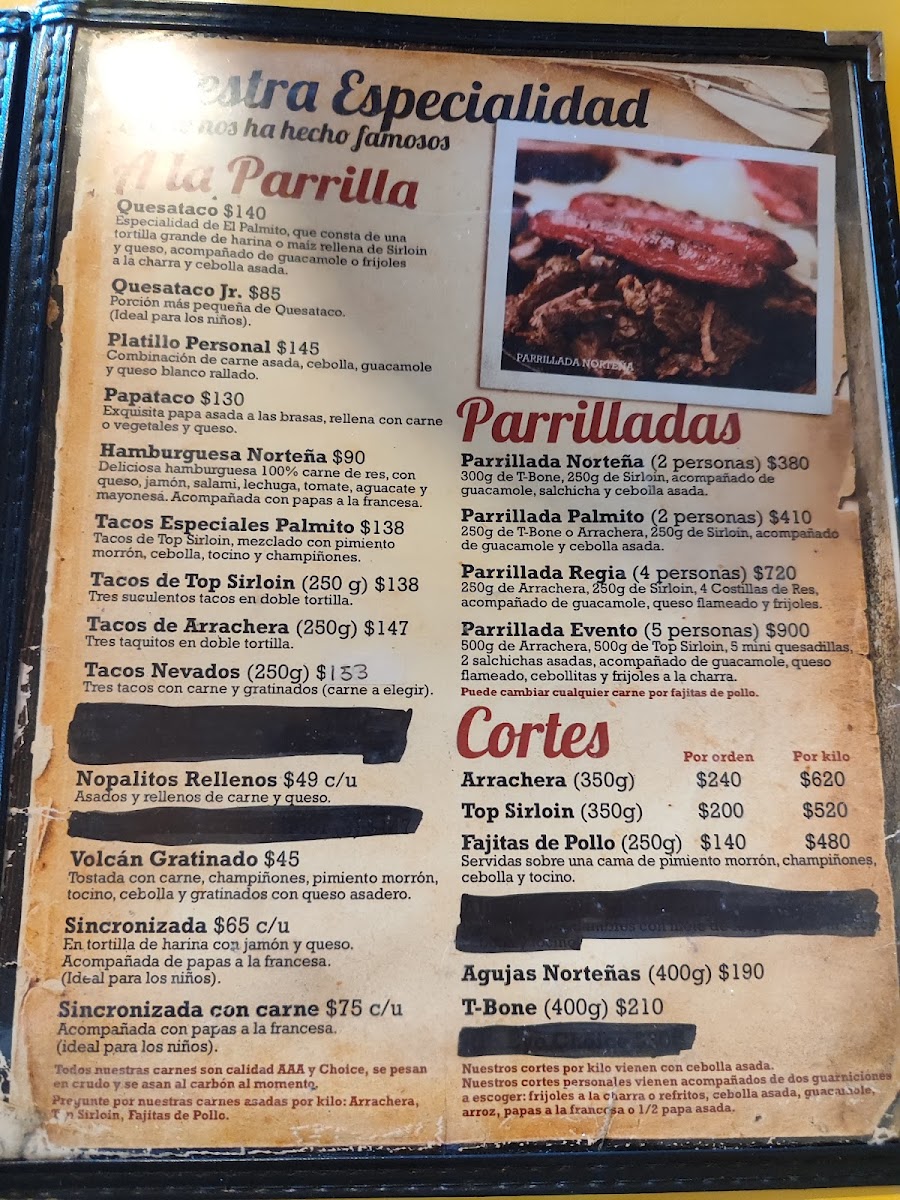 El Palmito Restaurant tacos Menu - Image 1